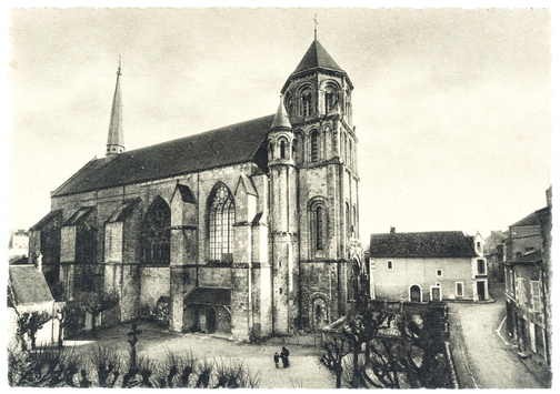 Vorschaubild Poitiers: Sainte-Radegonde von NNW (Postkarte aus der Diakartei), Rückseite mit Notiz Wolfgang Schönes 